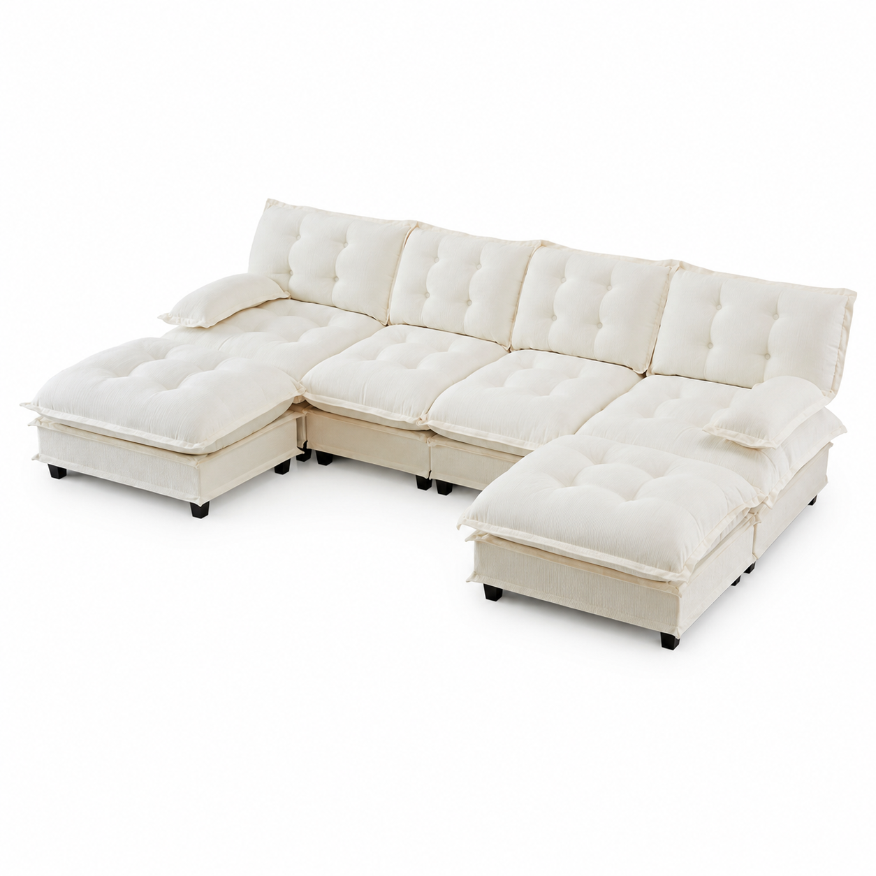 Chelsea 138" Tufted Chenille U-Shaped Modular Sectional Sofa with 2 Ottomans