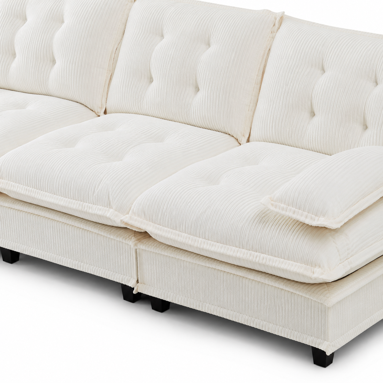 Chelsea 138" Tufted Chenille U-Shaped Modular Sectional Sofa with 2 Ottomans