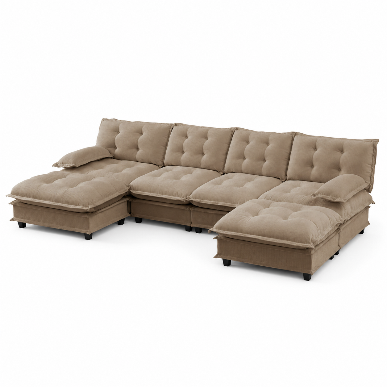 Chelsea 138" Tufted Chenille U-Shaped Modular Sectional Sofa with 2 Ottomans