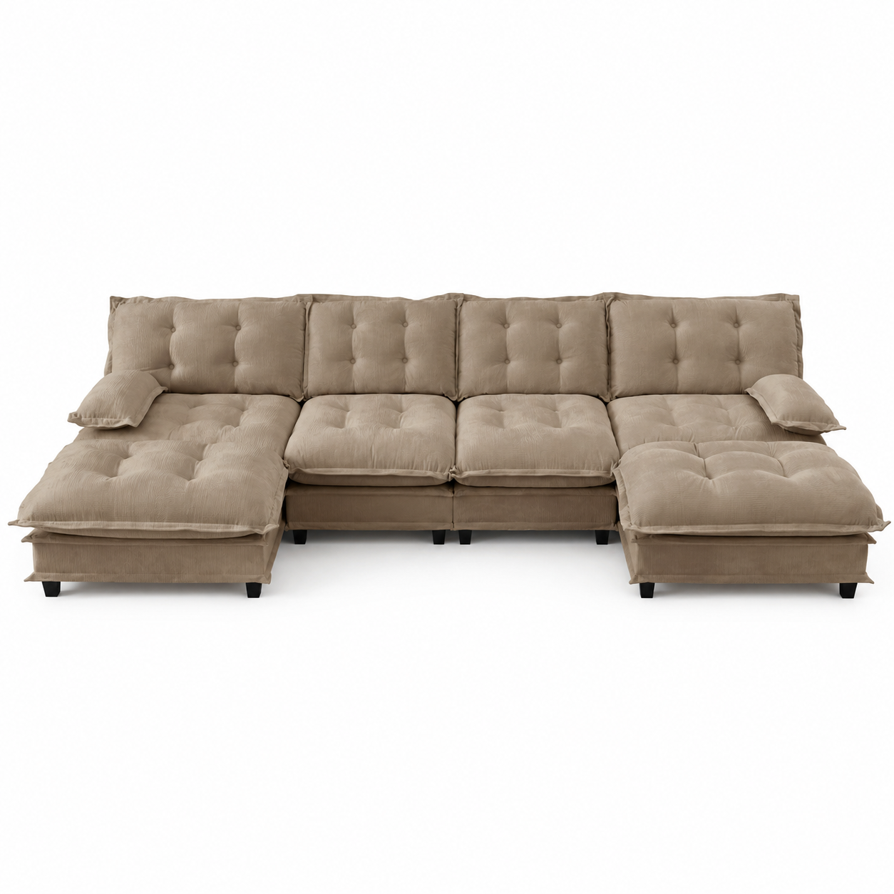 Chelsea 138" Tufted Chenille U-Shaped Modular Sectional Sofa with 2 Ottomans