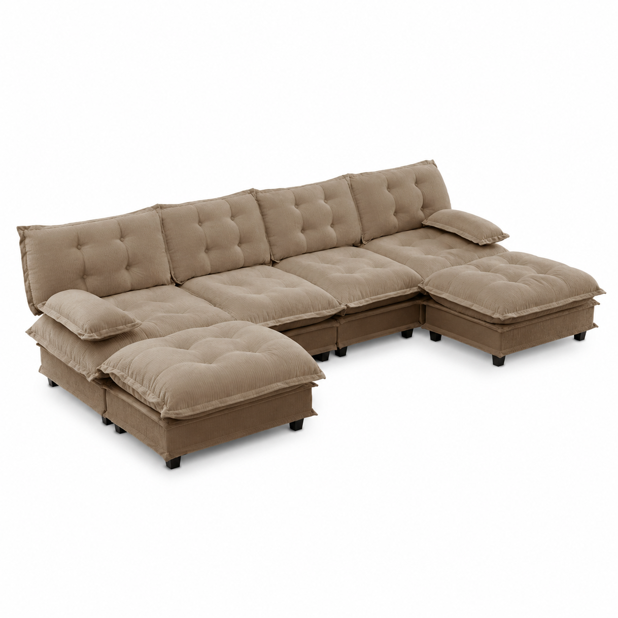 Chelsea 138" Tufted Chenille U-Shaped Modular Sectional Sofa with 2 Ottomans