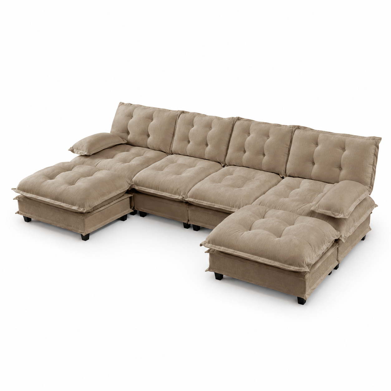 Chelsea 138" Tufted Chenille U-Shaped Modular Sectional Sofa with 2 Ottomans
