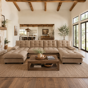 Chelsea 138" Tufted Chenille U-Shaped Modular Sectional Sofa with 2 Ottomans