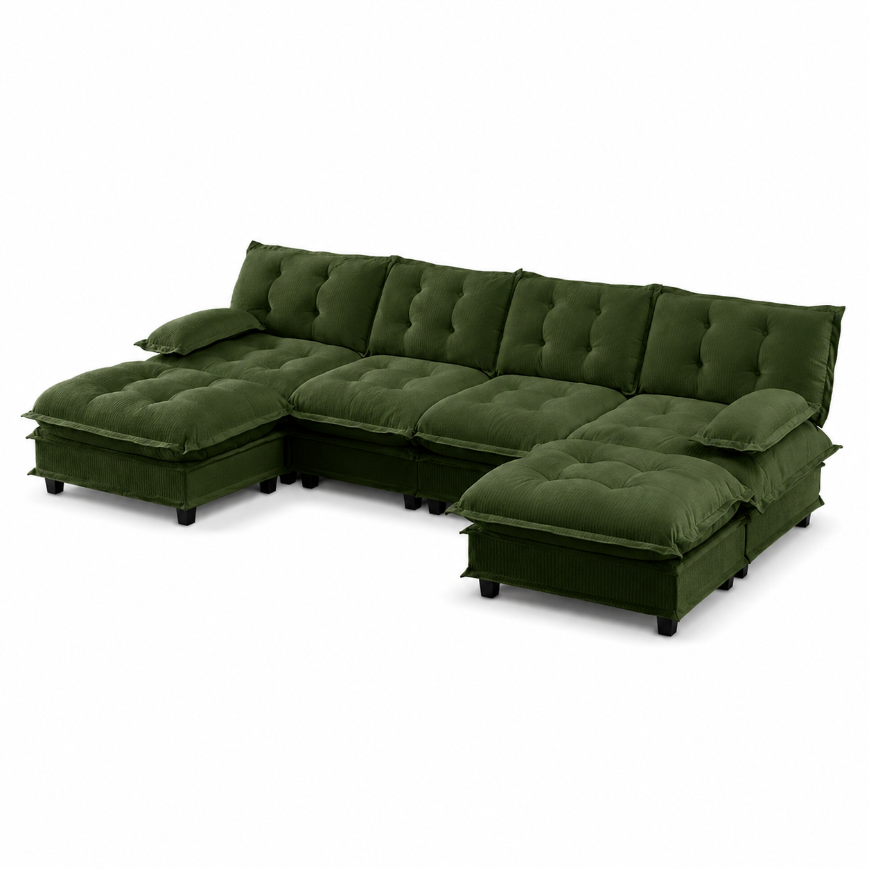 Chelsea 138" Tufted Chenille U-Shaped Modular Sectional Sofa with 2 Ottomans