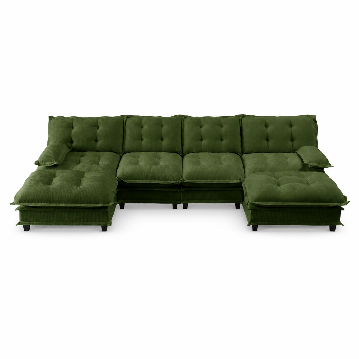 Chelsea 138" Tufted Chenille U-Shaped Modular Sectional Sofa with 2 Ottomans