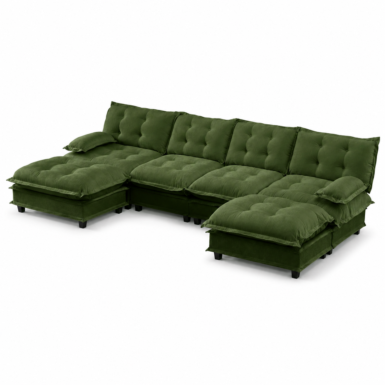 Chelsea 138" Tufted Chenille U-Shaped Modular Sectional Sofa with 2 Ottomans
