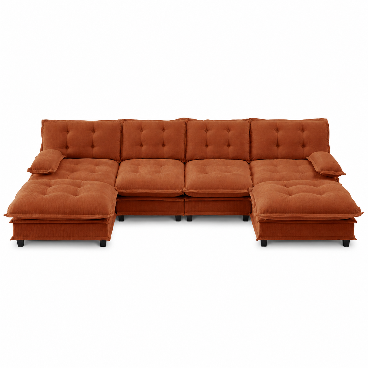 Chelsea 138" Tufted Chenille U-Shaped Modular Sectional Sofa with 2 Ottomans