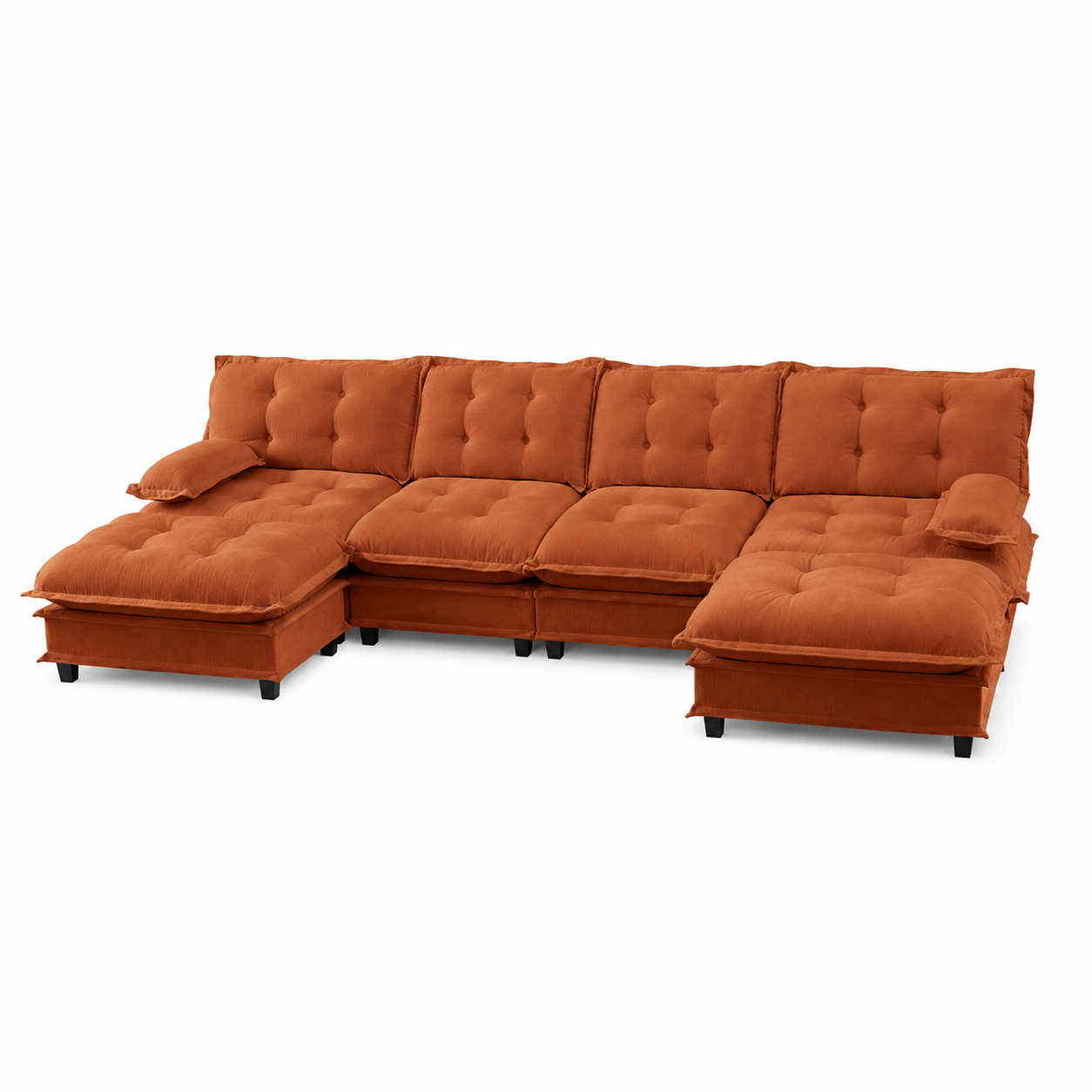 Chelsea 138" Tufted Chenille U-Shaped Modular Sectional Sofa with 2 Ottomans