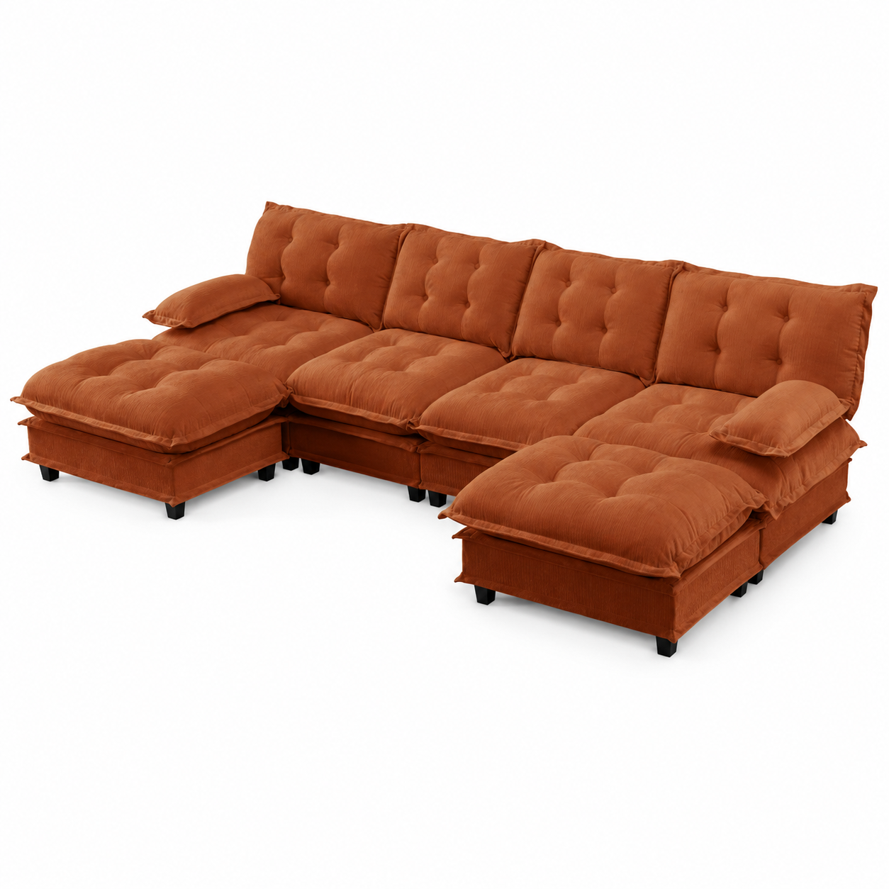 Chelsea 138" Tufted Chenille U-Shaped Modular Sectional Sofa with 2 Ottomans
