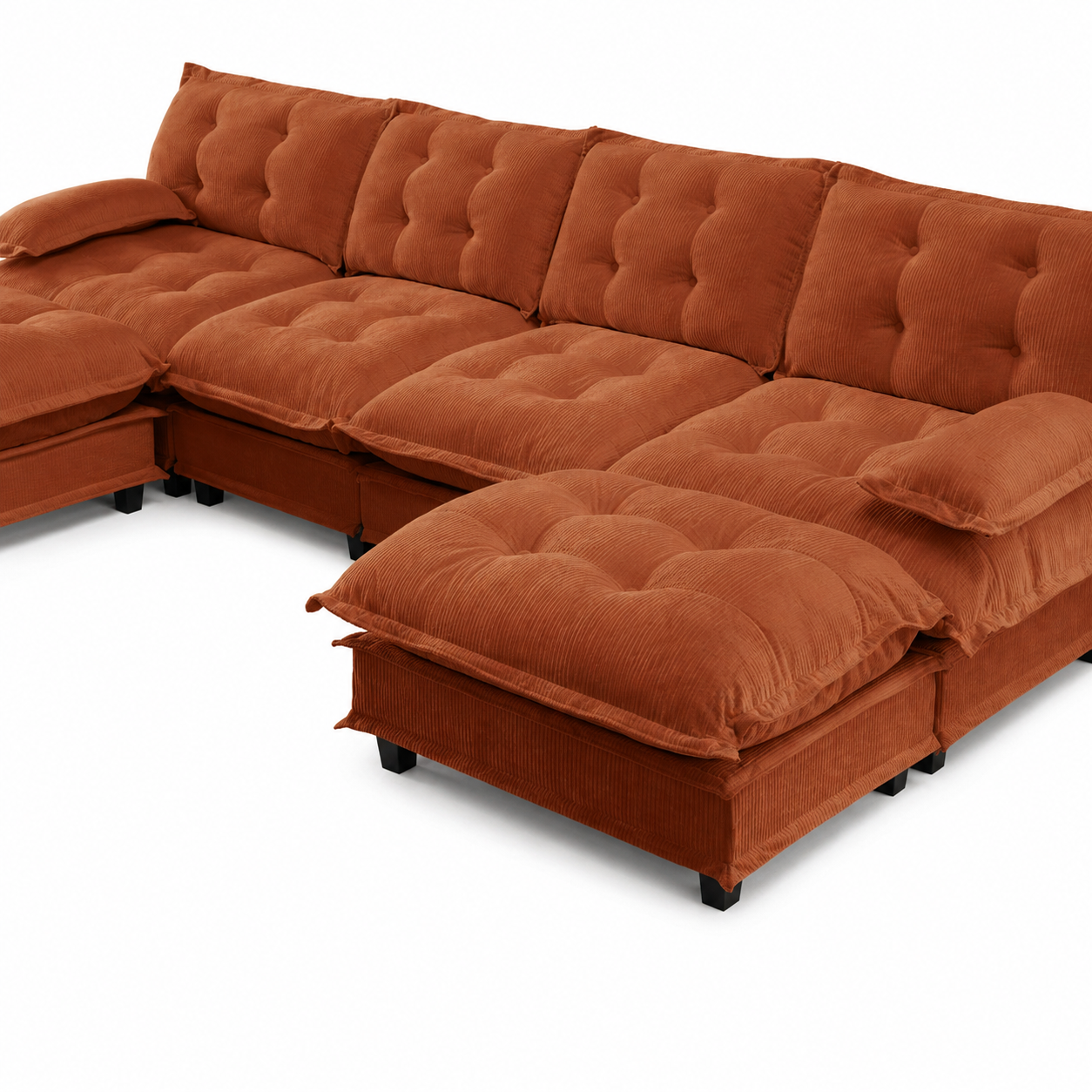 Chelsea 138" Tufted Chenille U-Shaped Modular Sectional Sofa with 2 Ottomans