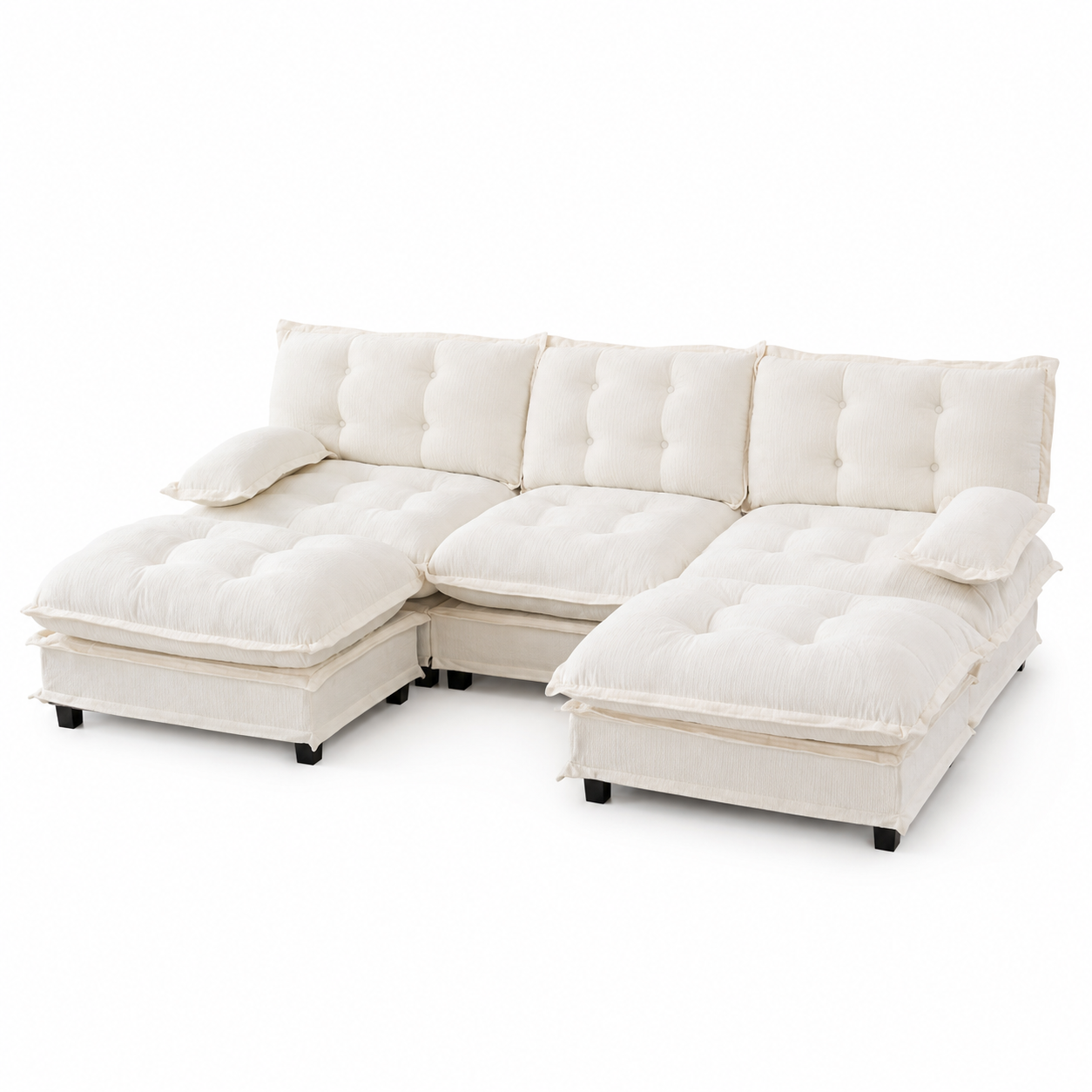 Chelsea 107" Modular Tufted Chenille U-Shaped Sectional Sofa with 2 Ottomans
