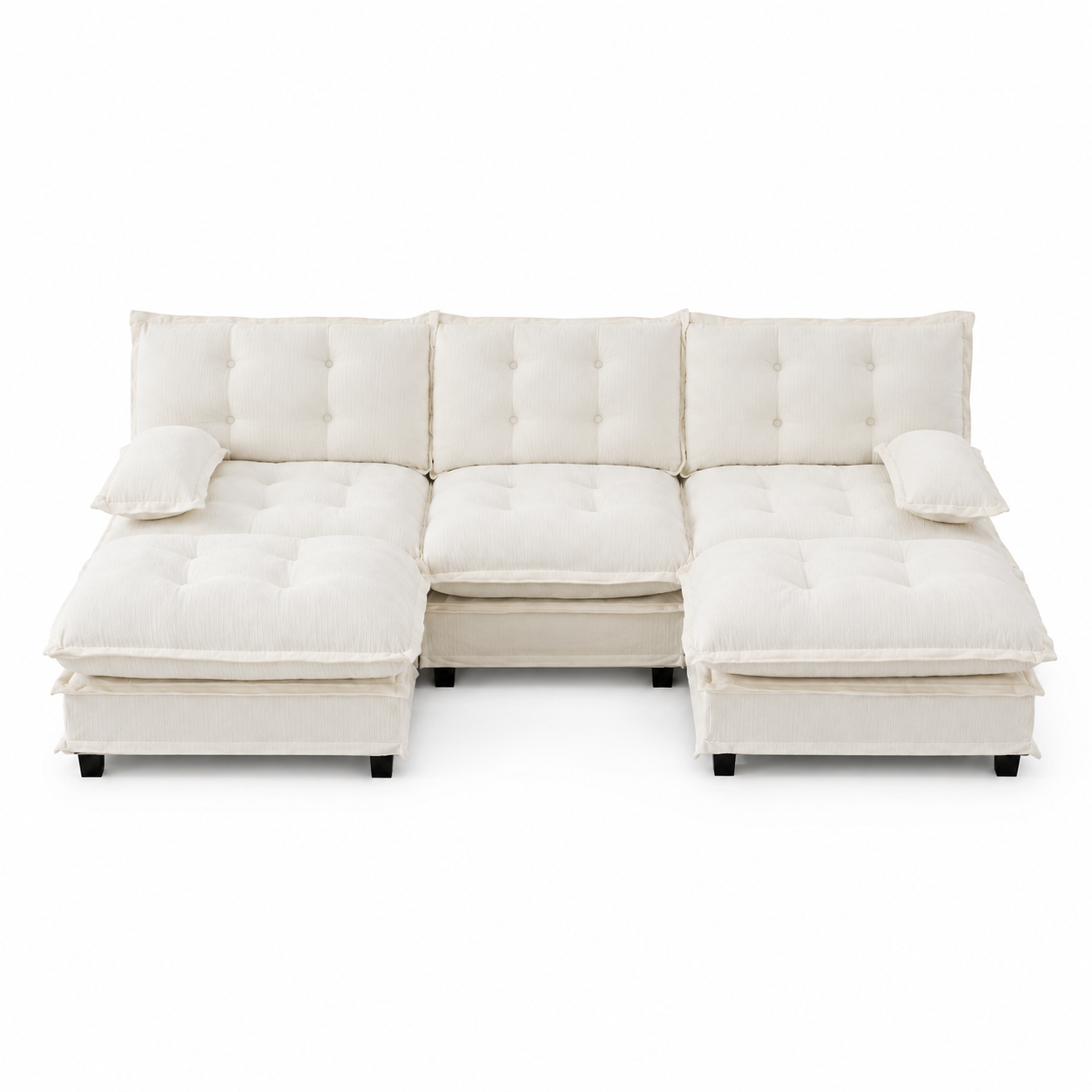 Chelsea 107" Modular Tufted Chenille U-Shaped Sectional Sofa with 2 Ottomans