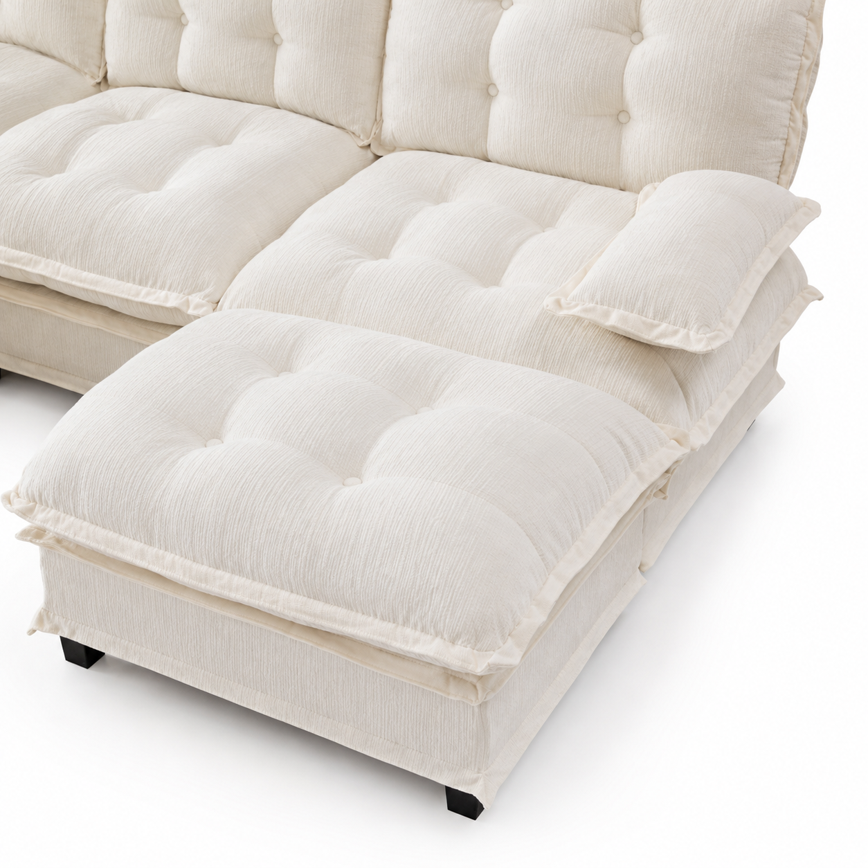 Chelsea 107" Modular Tufted Chenille U-Shaped Sectional Sofa with 2 Ottomans