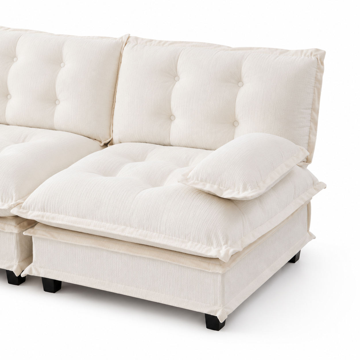 Chelsea 107" Modular Tufted Chenille U-Shaped Sectional Sofa with 2 Ottomans