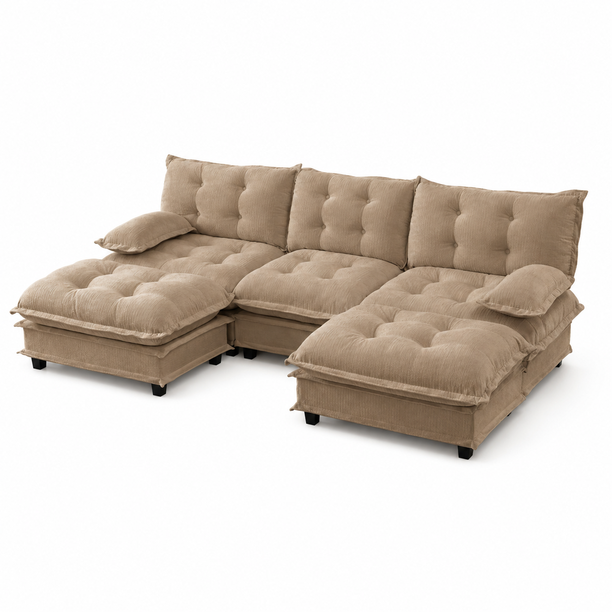 Chelsea 107" Modular Tufted Chenille U-Shaped Sectional Sofa with 2 Ottomans