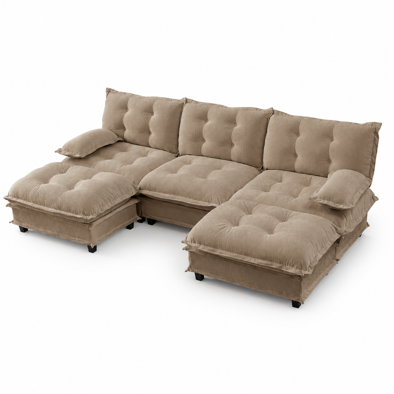 Chelsea 107" Modular Tufted Chenille U-Shaped Sectional Sofa with 2 Ottomans