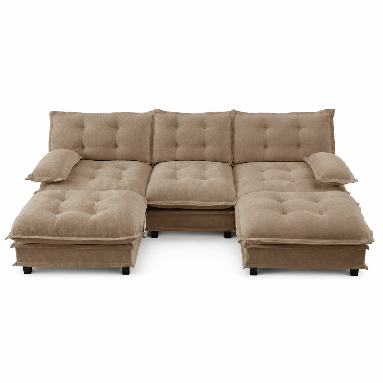 Chelsea 107" Modular Tufted Chenille U-Shaped Sectional Sofa with 2 Ottomans