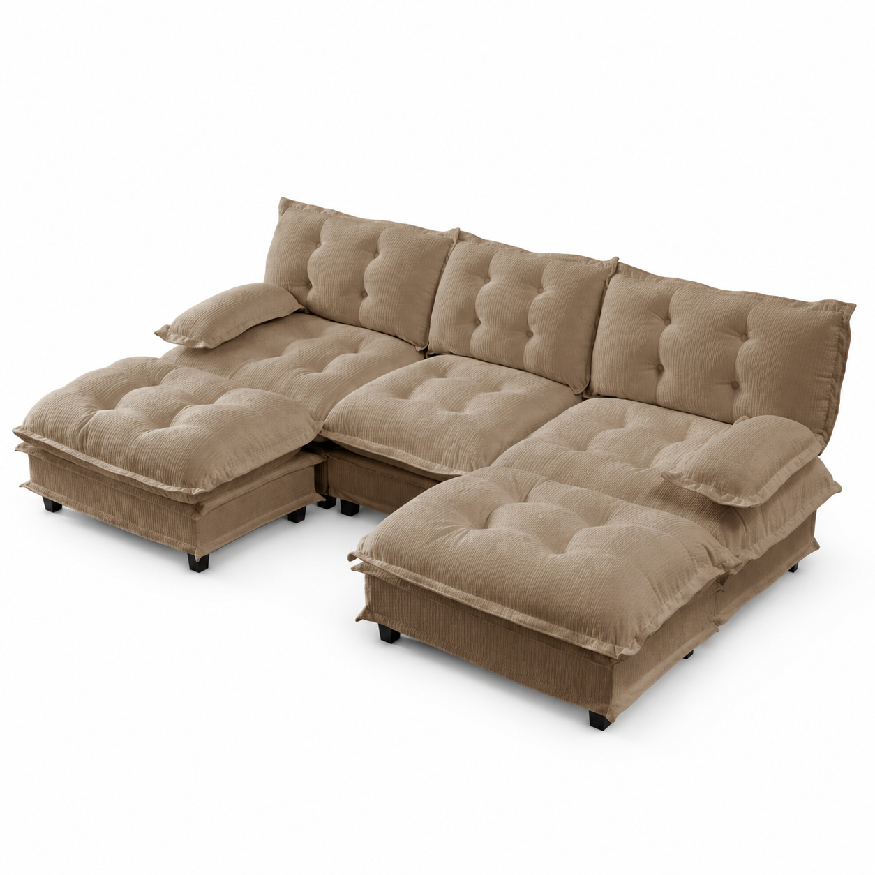 Chelsea 107" Modular Tufted Chenille U-Shaped Sectional Sofa with 2 Ottomans