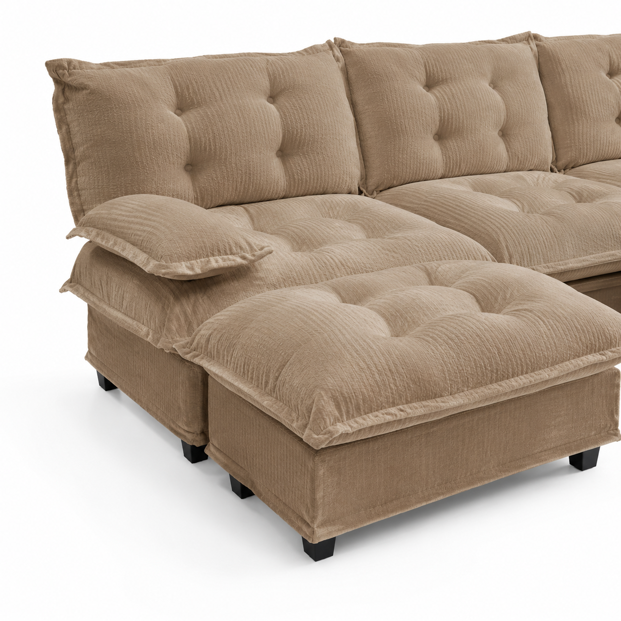 Chelsea 107" Modular Tufted Chenille U-Shaped Sectional Sofa with 2 Ottomans