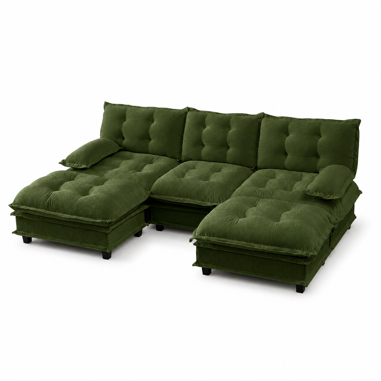 Chelsea 107" Modular Tufted Chenille U-Shaped Sectional Sofa with 2 Ottomans
