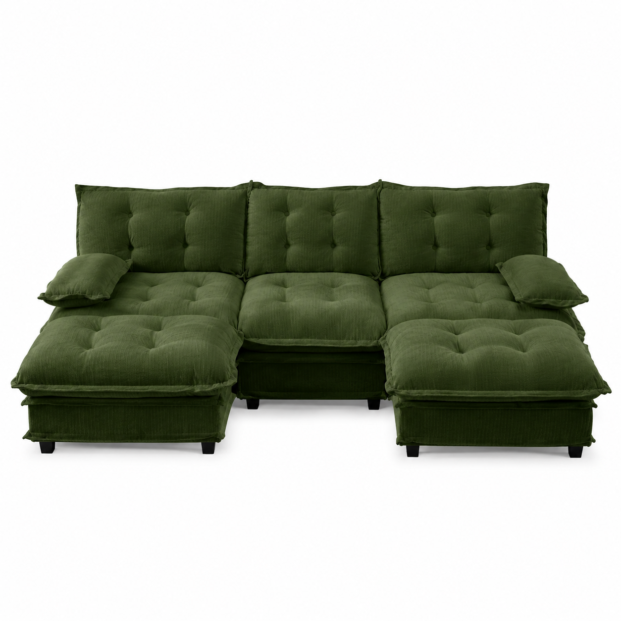 Chelsea 107" Modular Tufted Chenille U-Shaped Sectional Sofa with 2 Ottomans