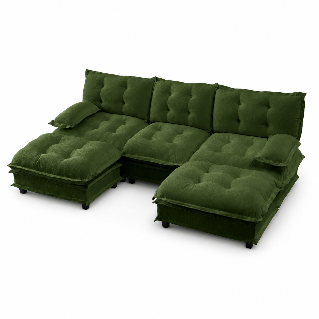 Chelsea 107" Modular Tufted Chenille U-Shaped Sectional Sofa with 2 Ottomans