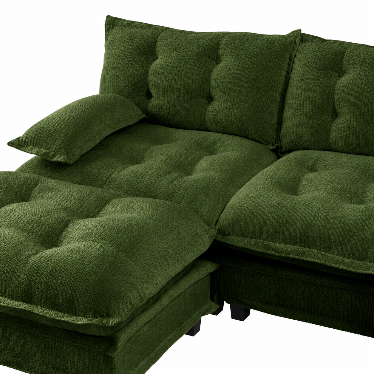 Chelsea 107" Modular Tufted Chenille U-Shaped Sectional Sofa with 2 Ottomans