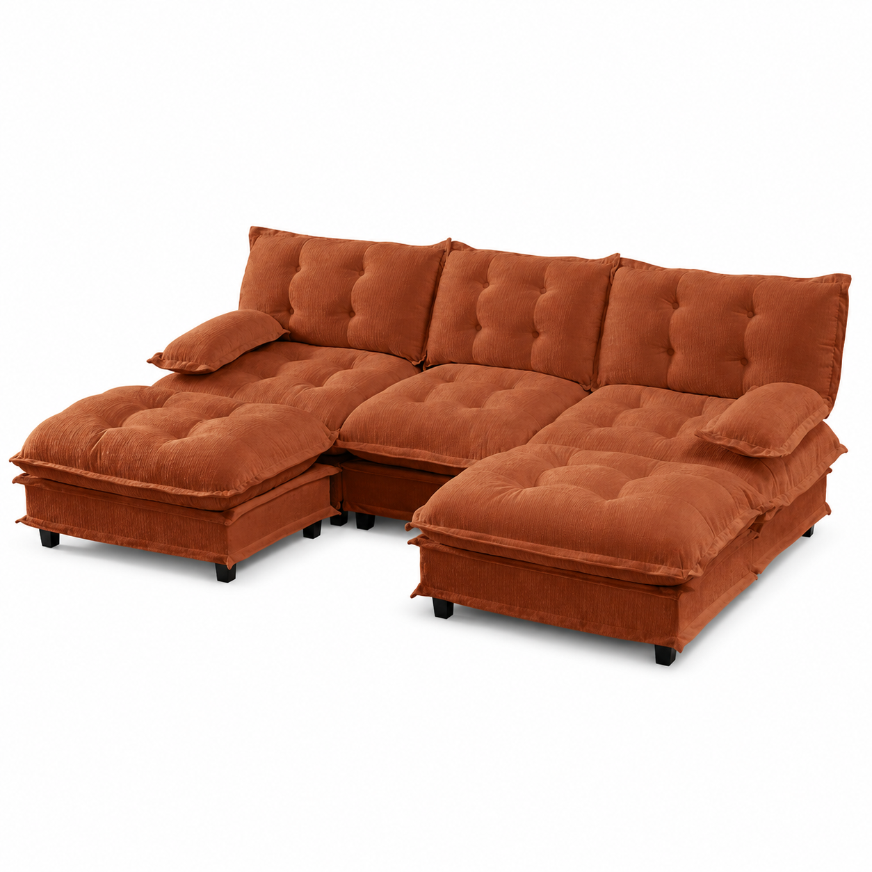 Chelsea 107" Modular Tufted Chenille U-Shaped Sectional Sofa with 2 Ottomans