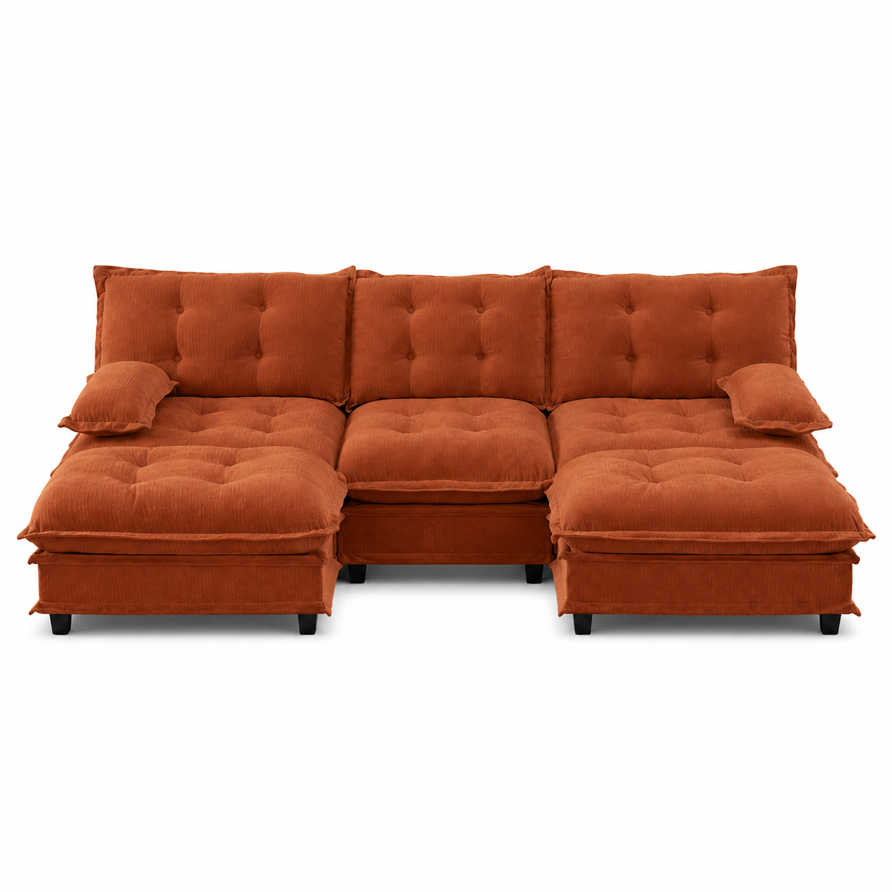 Chelsea 107" Modular Tufted Chenille U-Shaped Sectional Sofa with 2 Ottomans