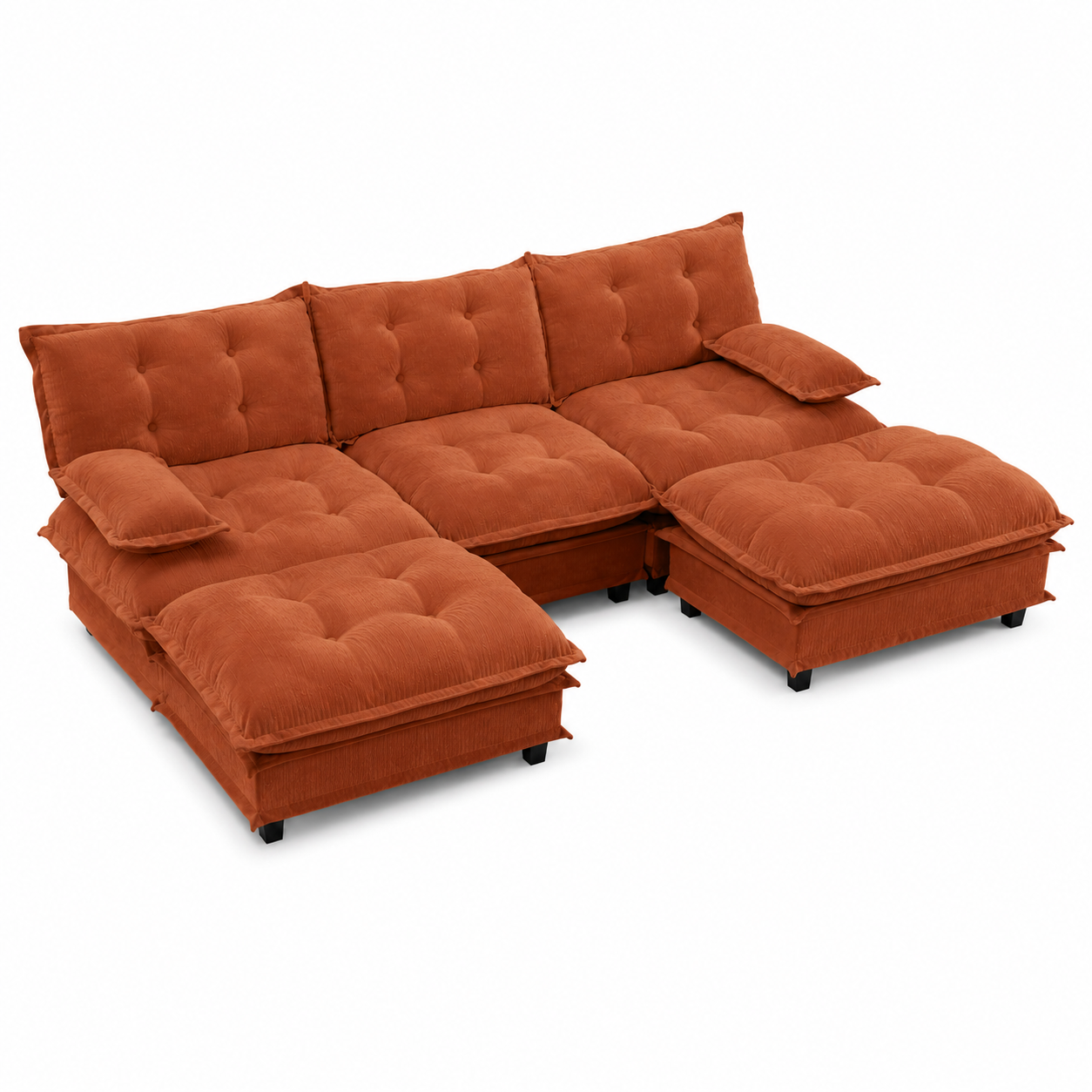 Chelsea 107" Modular Tufted Chenille U-Shaped Sectional Sofa with 2 Ottomans