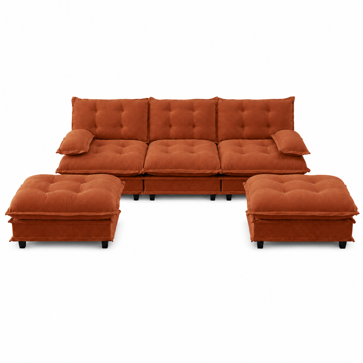 Chelsea 107" Modular Tufted Chenille U-Shaped Sectional Sofa with 2 Ottomans