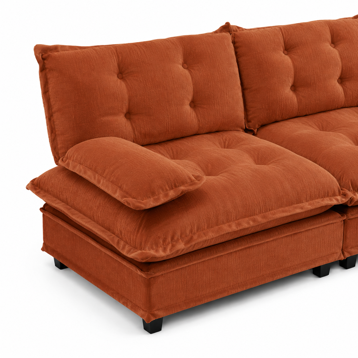 Chelsea 107" Modular Tufted Chenille U-Shaped Sectional Sofa with 2 Ottomans