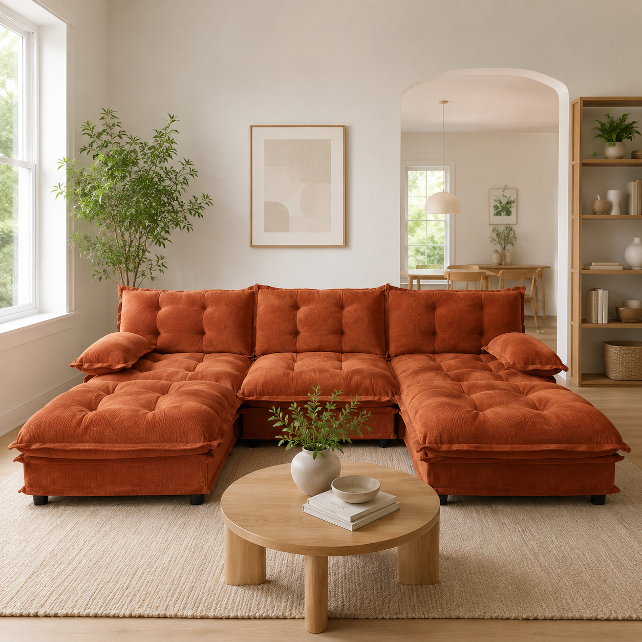 Chelsea 107" Modular Tufted Chenille U-Shaped Sectional Sofa with 2 Ottomans