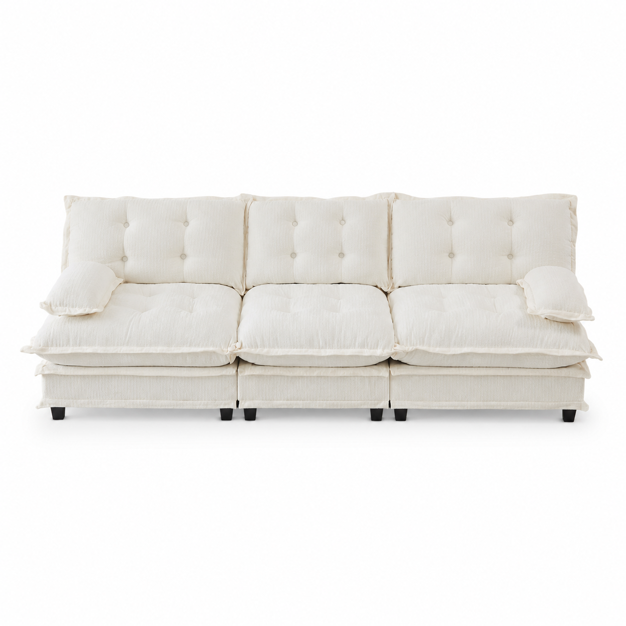 Chelsea 107" Tufted Chenille 3-Seater Modular Sofa Couch with Removable Armrest