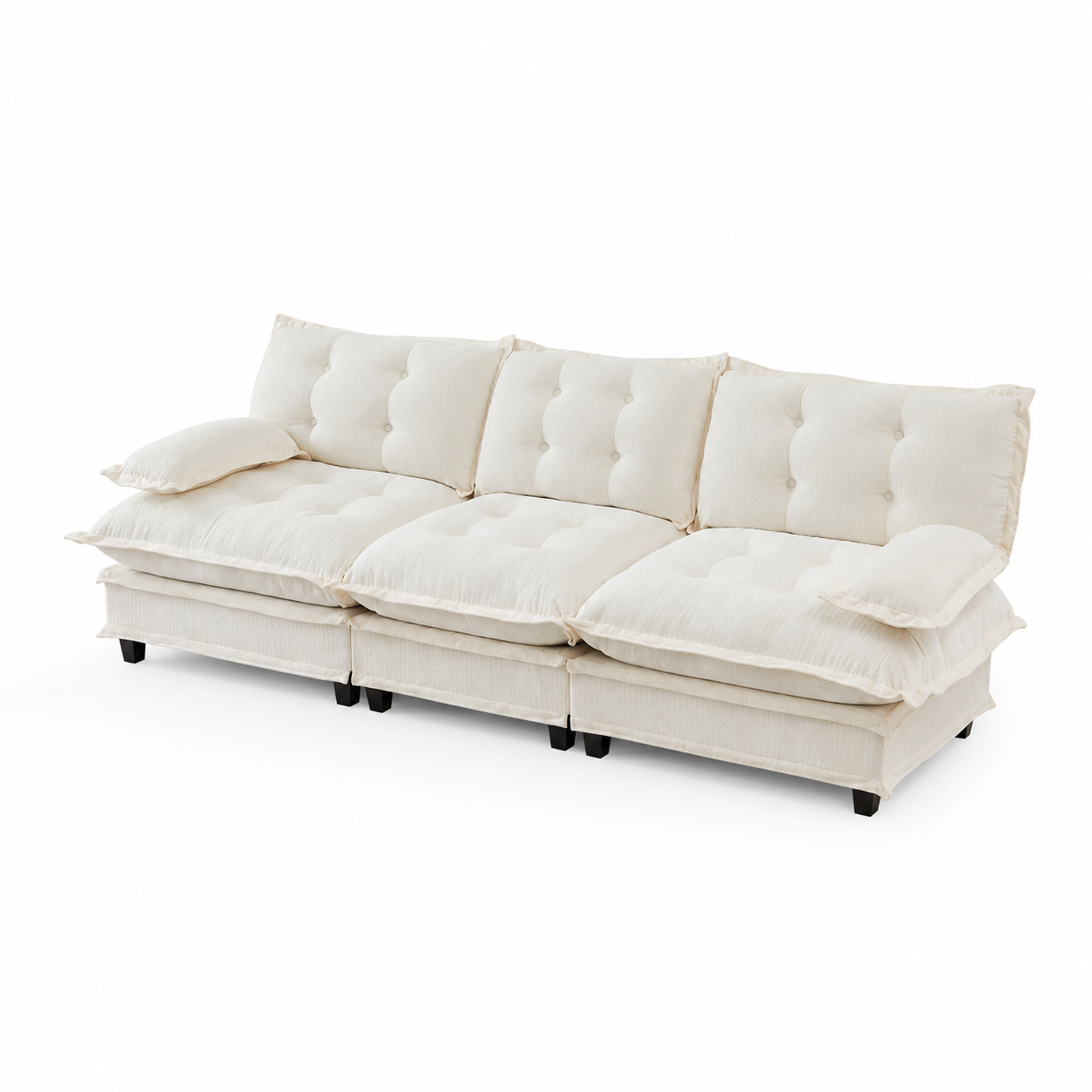 Chelsea 107" Tufted Chenille 3-Seater Modular Sofa Couch with Removable Armrest