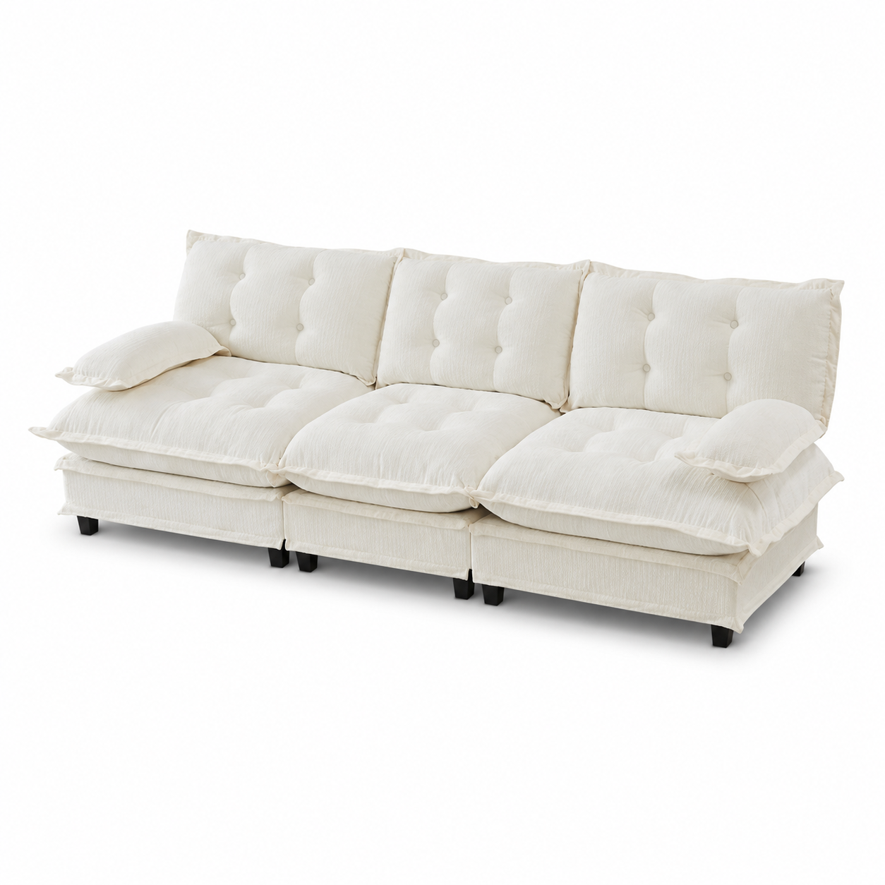 Chelsea 107" Tufted Chenille 3-Seater Modular Sofa Couch with Removable Armrest