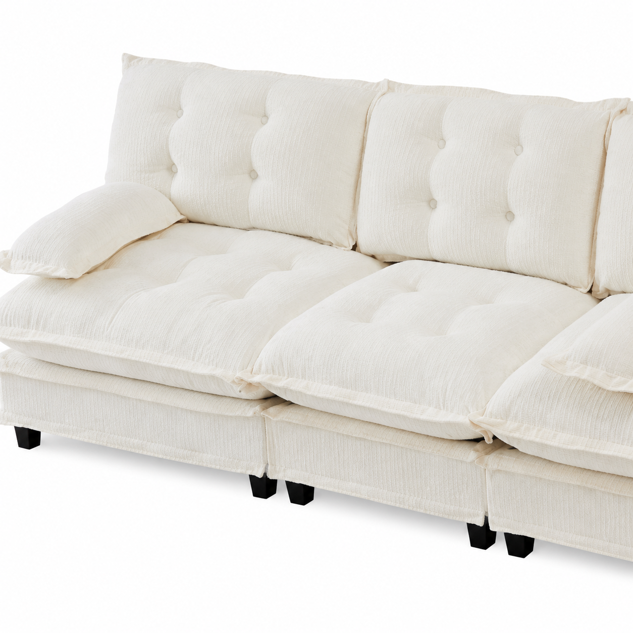 Chelsea 107" Tufted Chenille 3-Seater Modular Sofa Couch with Removable Armrest