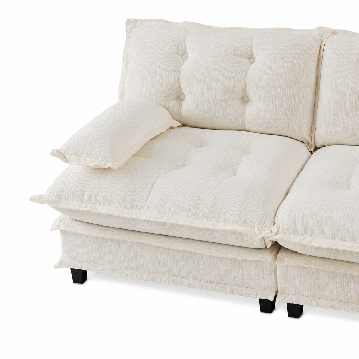 Chelsea 107" Tufted Chenille 3-Seater Modular Sofa Couch with Removable Armrest