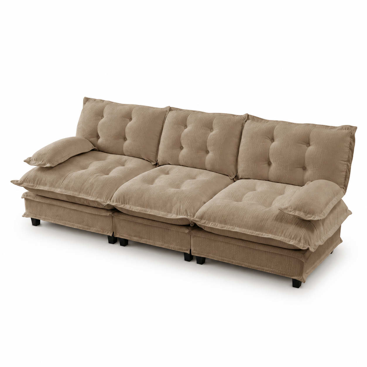 Chelsea 107" Tufted Chenille 3-Seater Modular Sofa Couch with Removable Armrest