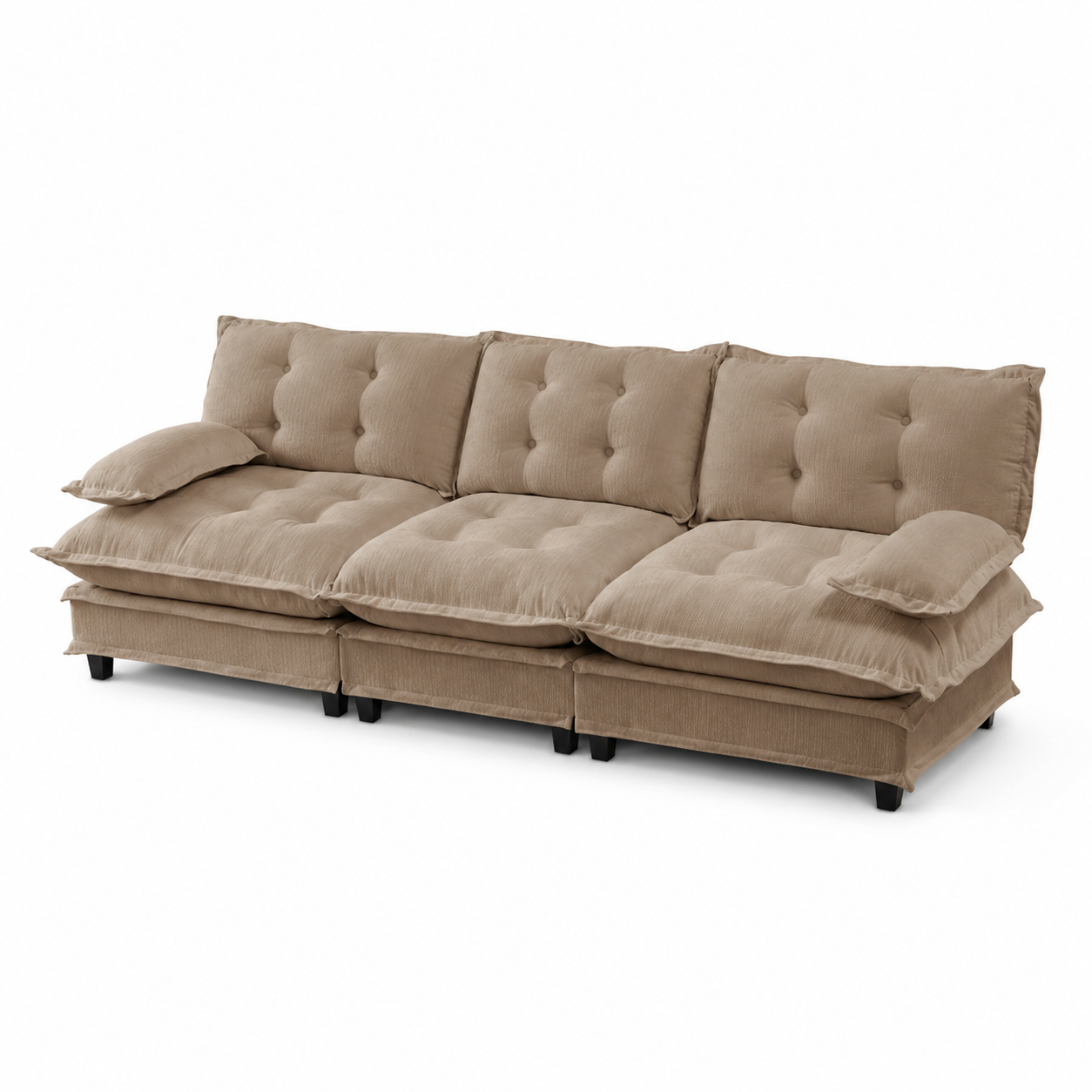 Chelsea 107" Tufted Chenille 3-Seater Modular Sofa Couch with Removable Armrest