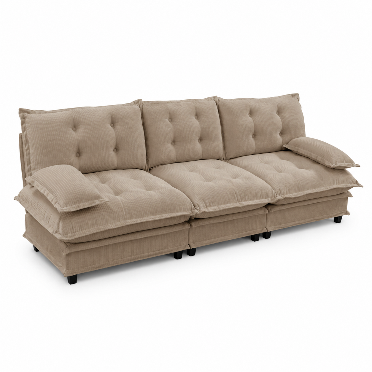 Chelsea 107" Tufted Chenille 3-Seater Modular Sofa Couch with Removable Armrest