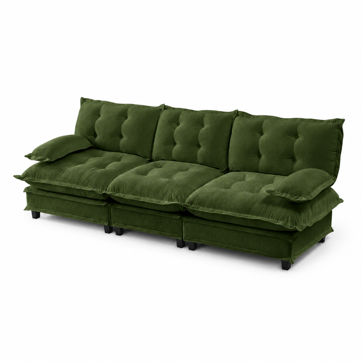 Chelsea 107" Tufted Chenille 3-Seater Modular Sofa Couch with Removable Armrest