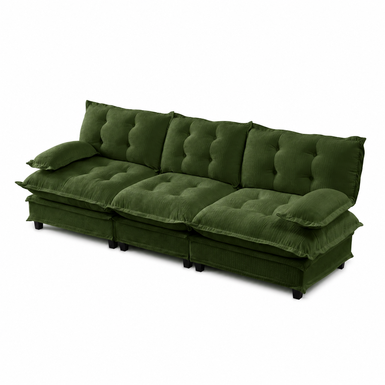 Chelsea 107" Tufted Chenille 3-Seater Modular Sofa Couch with Removable Armrest