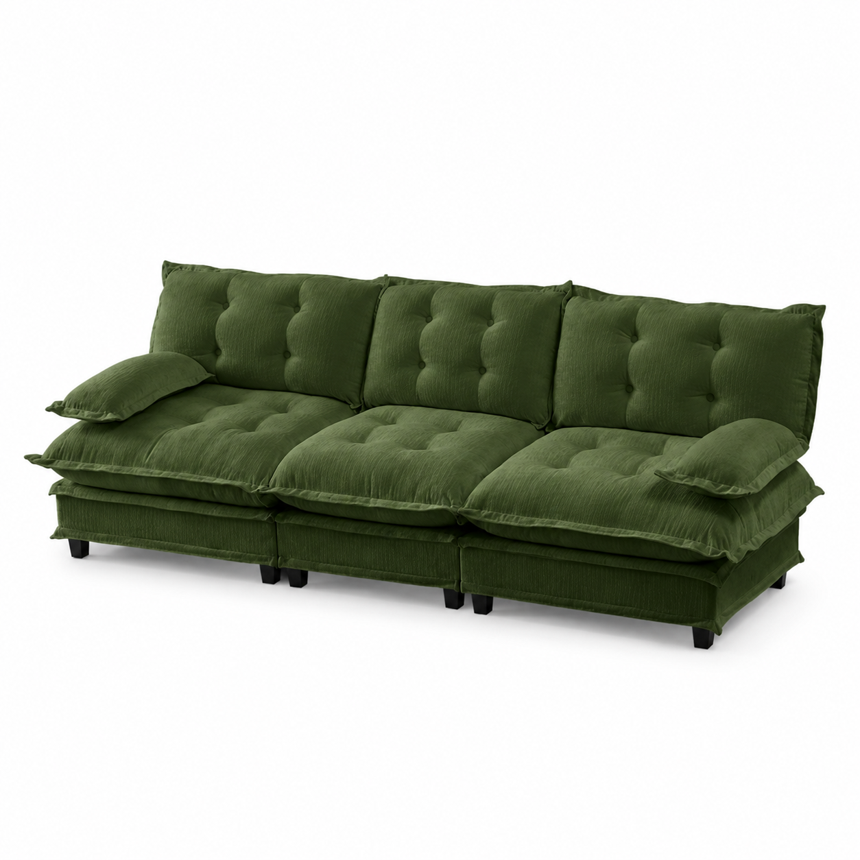 Chelsea 107" Tufted Chenille 3-Seater Modular Sofa Couch with Removable Armrest