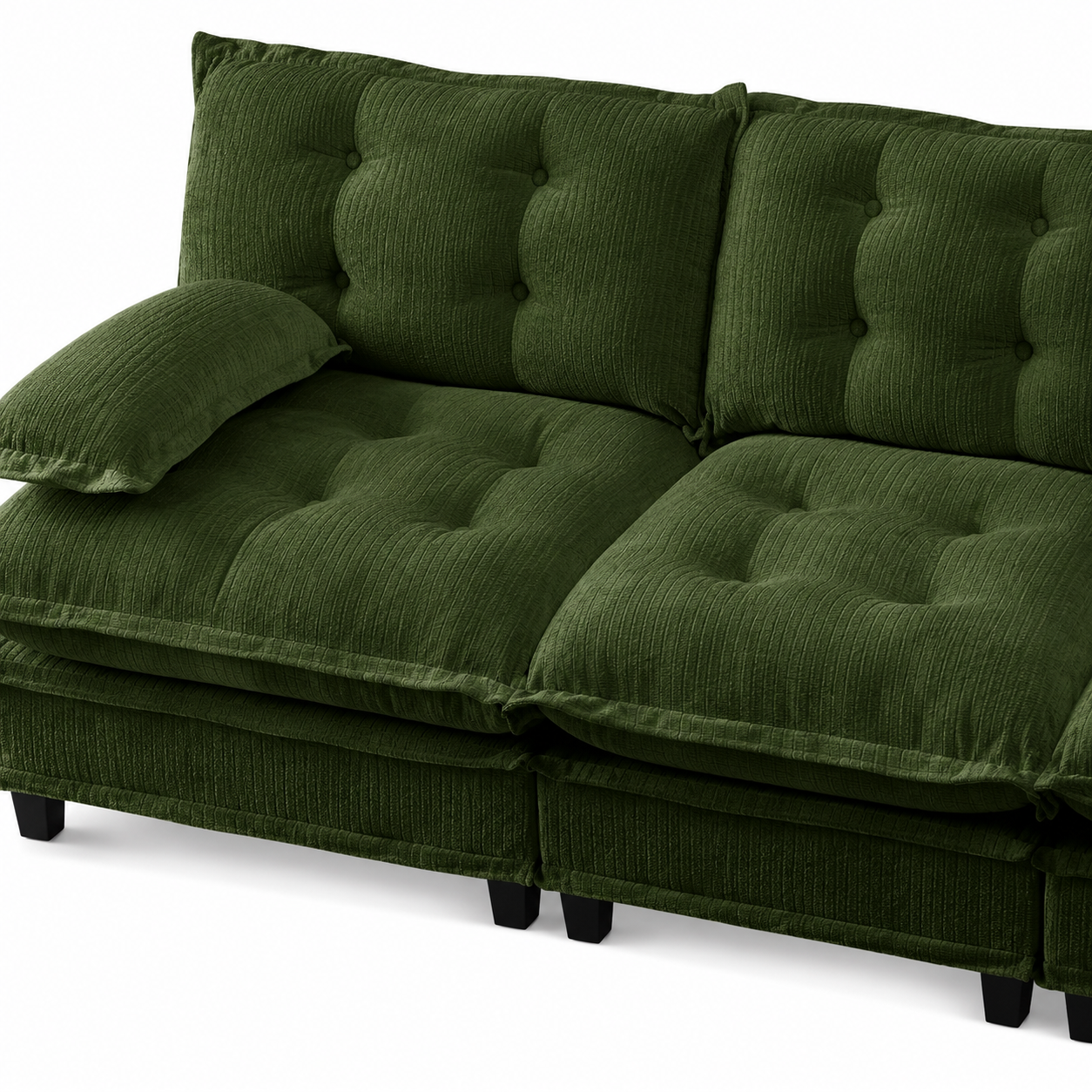 Chelsea 107" Tufted Chenille 3-Seater Modular Sofa Couch with Removable Armrest