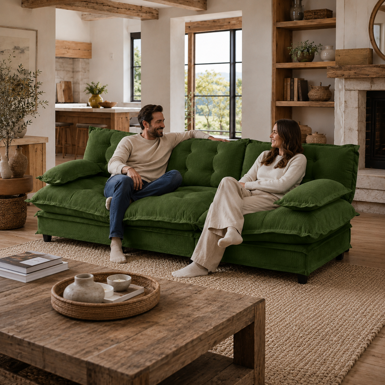 Chelsea 107" Tufted Chenille 3-Seater Modular Sofa Couch with Removable Armrest