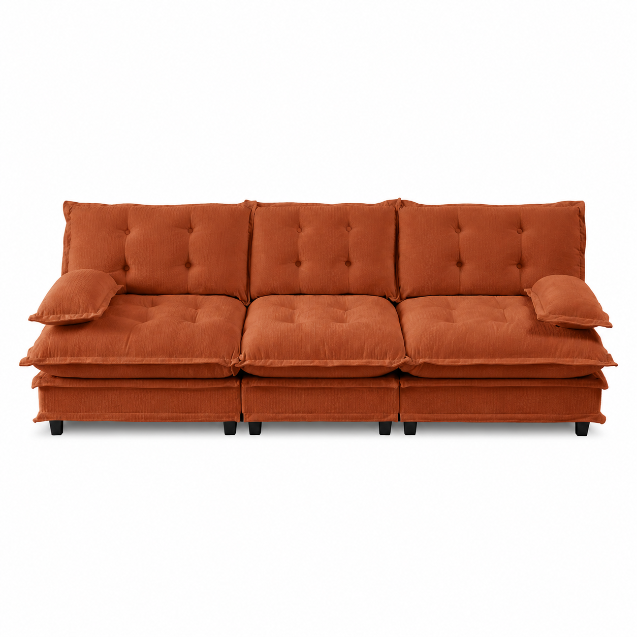 Chelsea 107" Tufted Chenille 3-Seater Modular Sofa Couch with Removable Armrest