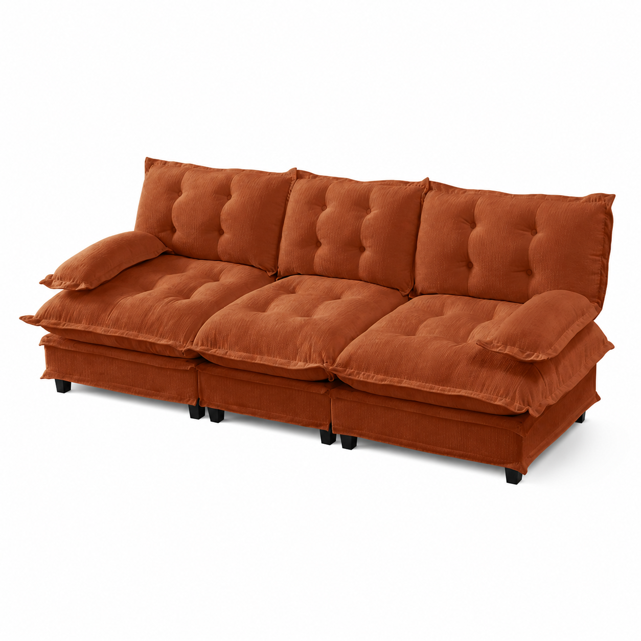 Chelsea 107" Tufted Chenille 3-Seater Modular Sofa Couch with Removable Armrest