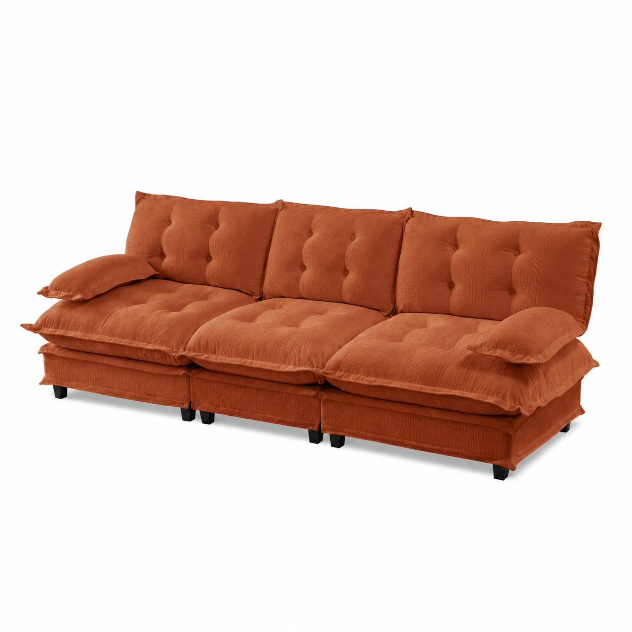 Chelsea 107" Tufted Chenille 3-Seater Modular Sofa Couch with Removable Armrest