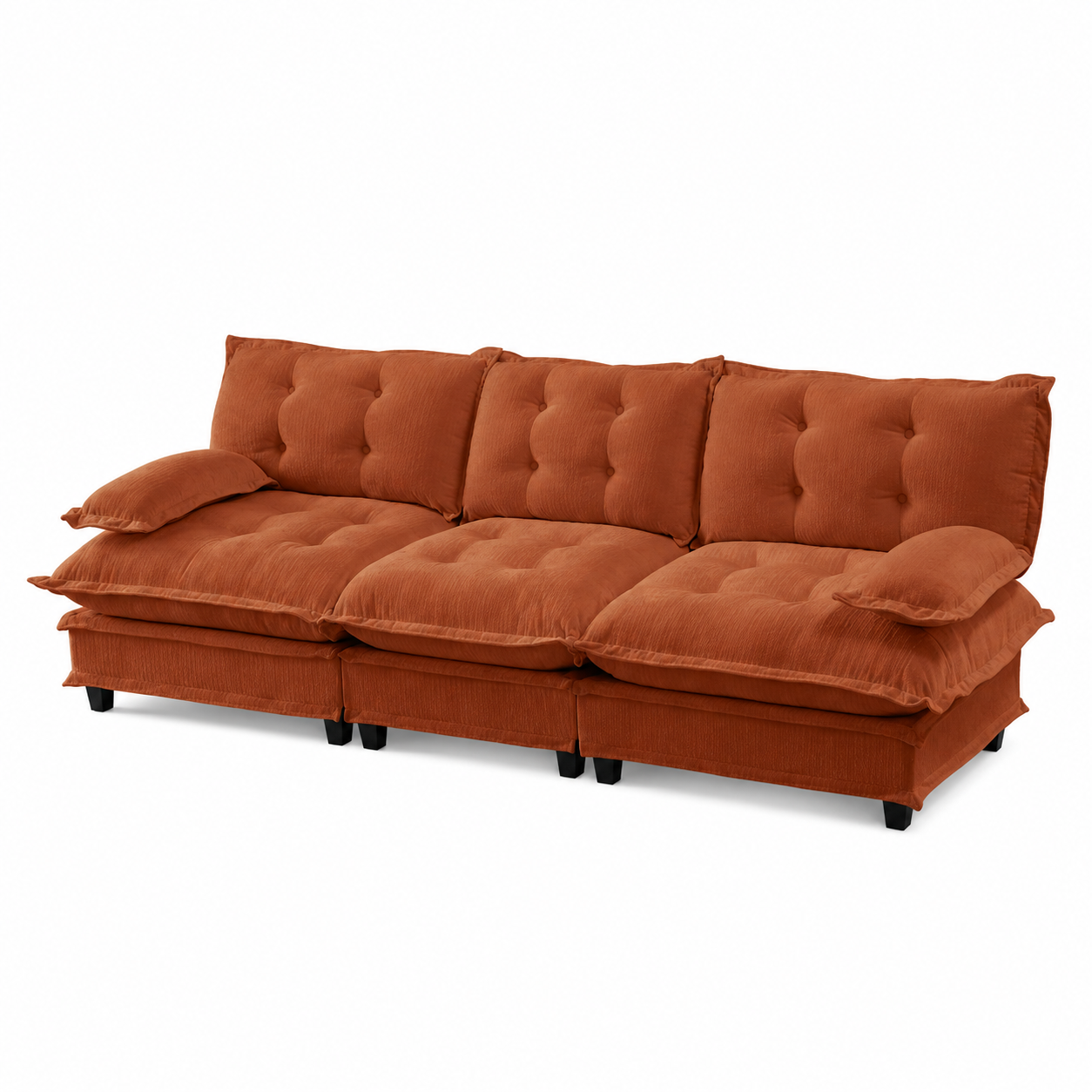 Chelsea 107" Tufted Chenille 3-Seater Modular Sofa Couch with Removable Armrest